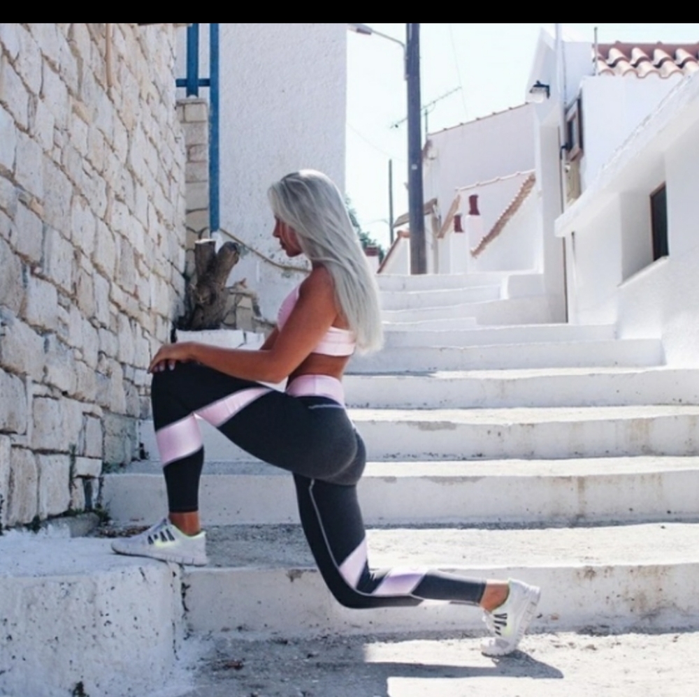 Pink and grey leggings